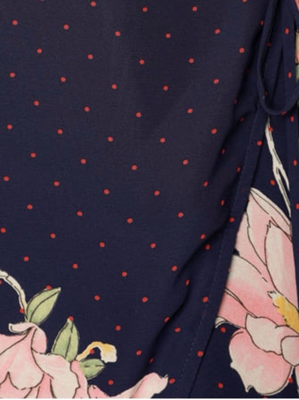 Lulu's Navy Floral Wrap Maxi Dress with Peach Blossoms - Picture 6 of 7